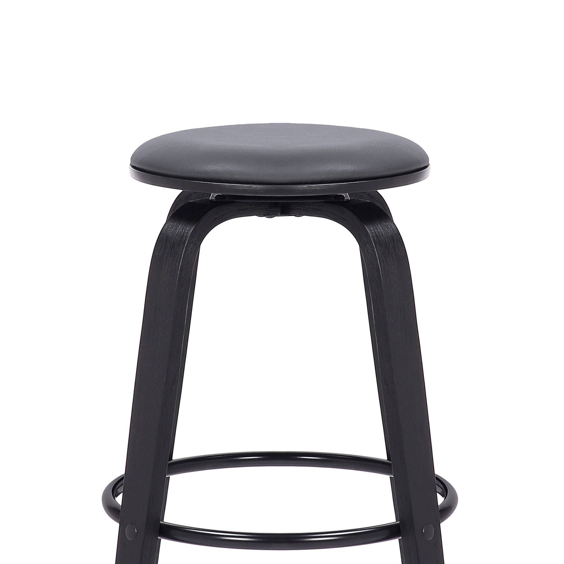 HomeRoots 26" Gray Faux Leather Backless Modern Swivel Bar Stool