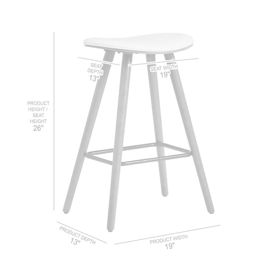HomeRoots 26" Gray Faux Leather Backless Wood Bar Stool in Black Finish