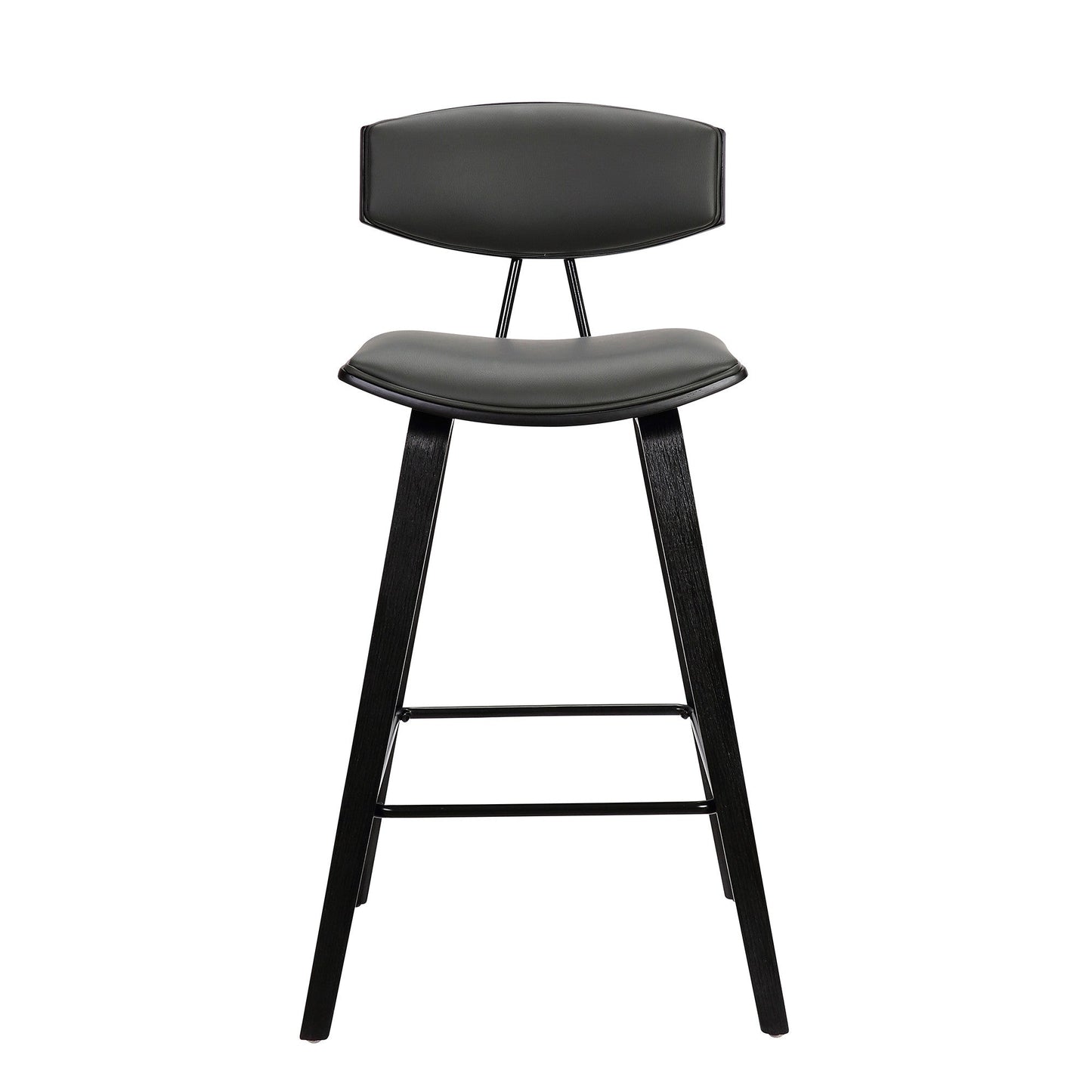 HomeRoots 26" Gray Faux Leather Mid Century Modern Bar Stool