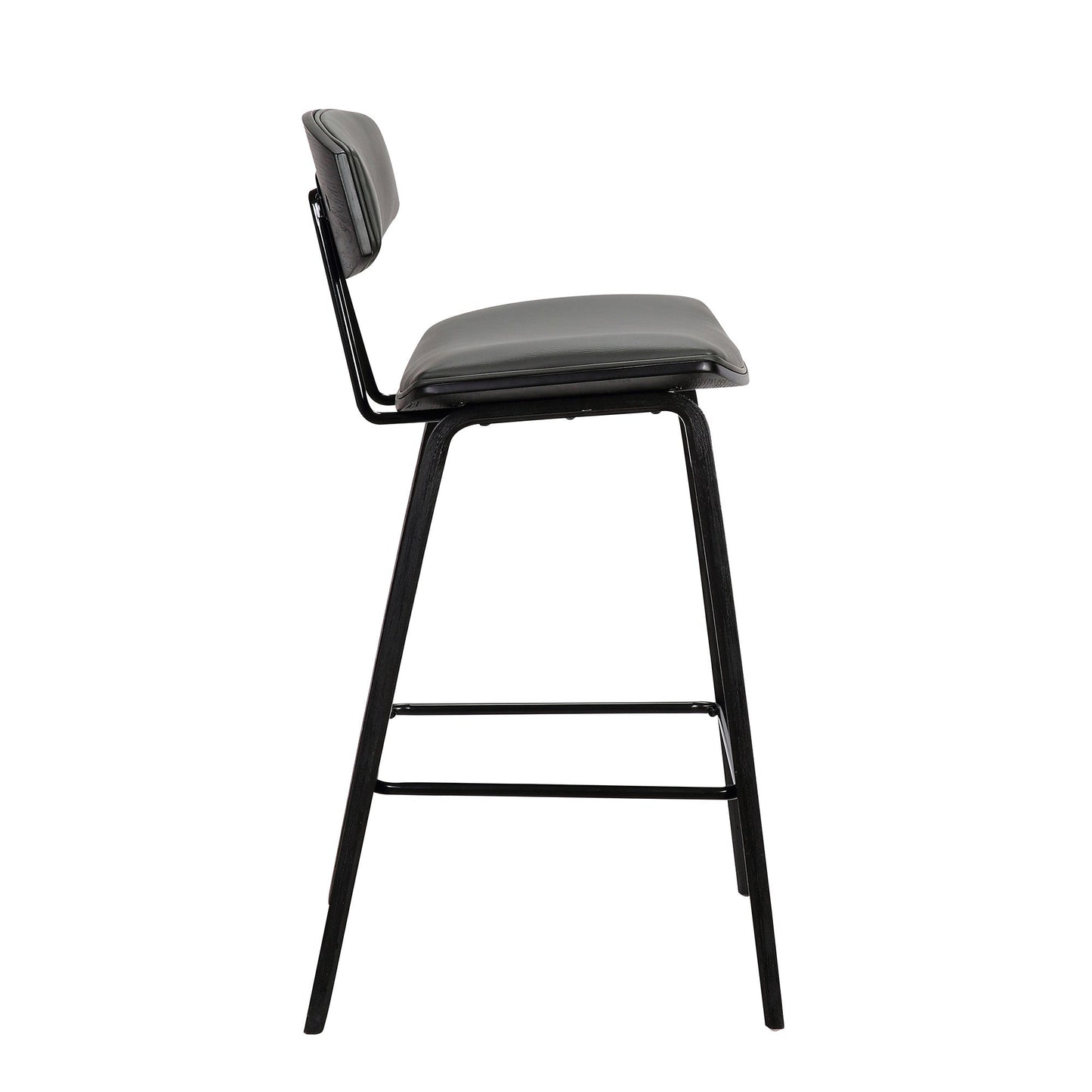 HomeRoots 26" Gray Faux Leather Mid Century Modern Bar Stool
