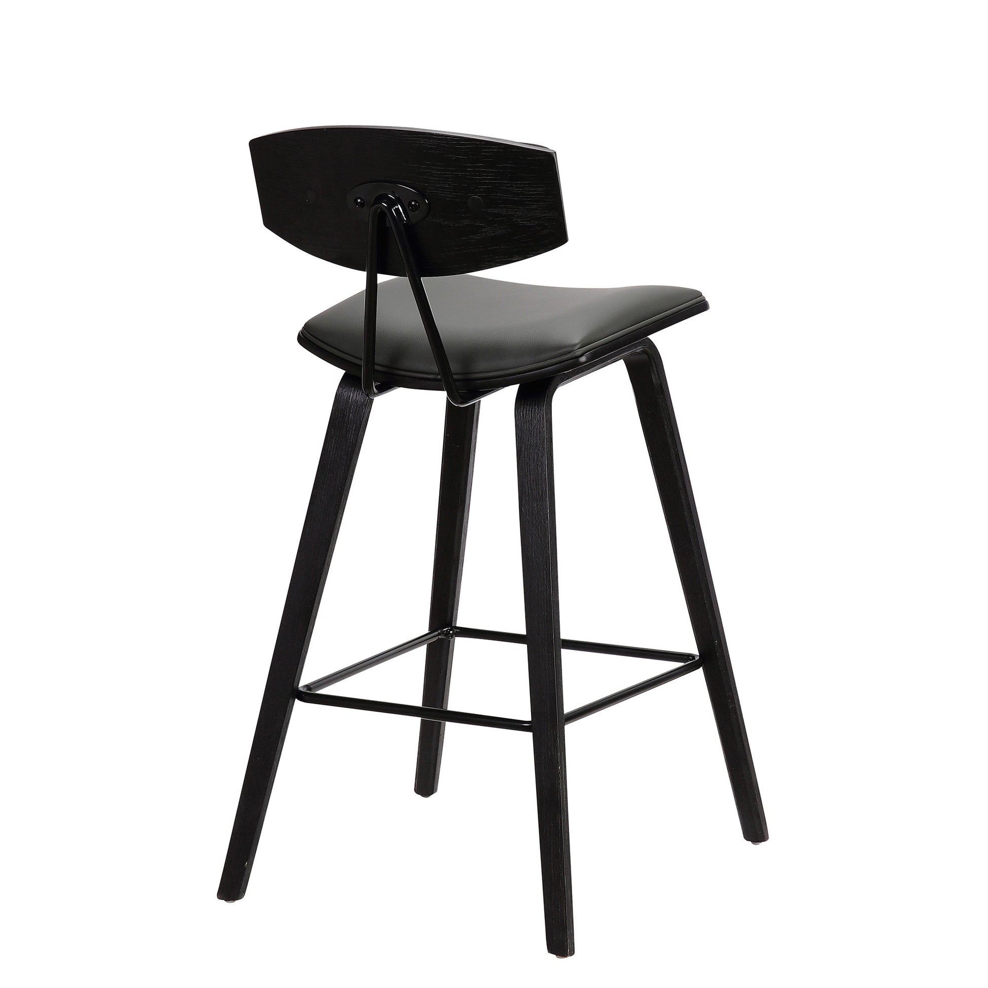 HomeRoots 26" Gray Faux Leather Mid Century Modern Bar Stool