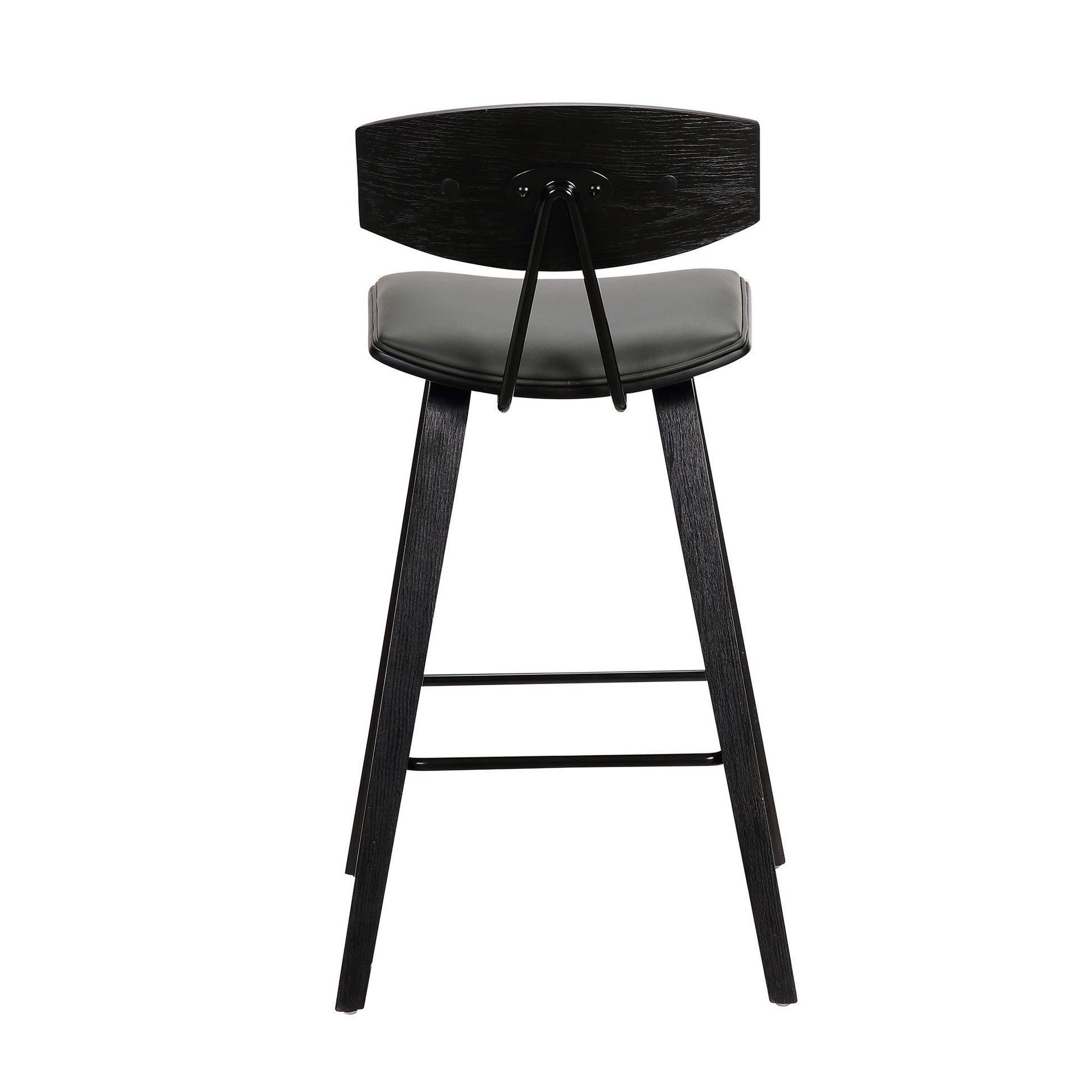 HomeRoots 26" Gray Faux Leather Mid Century Modern Bar Stool
