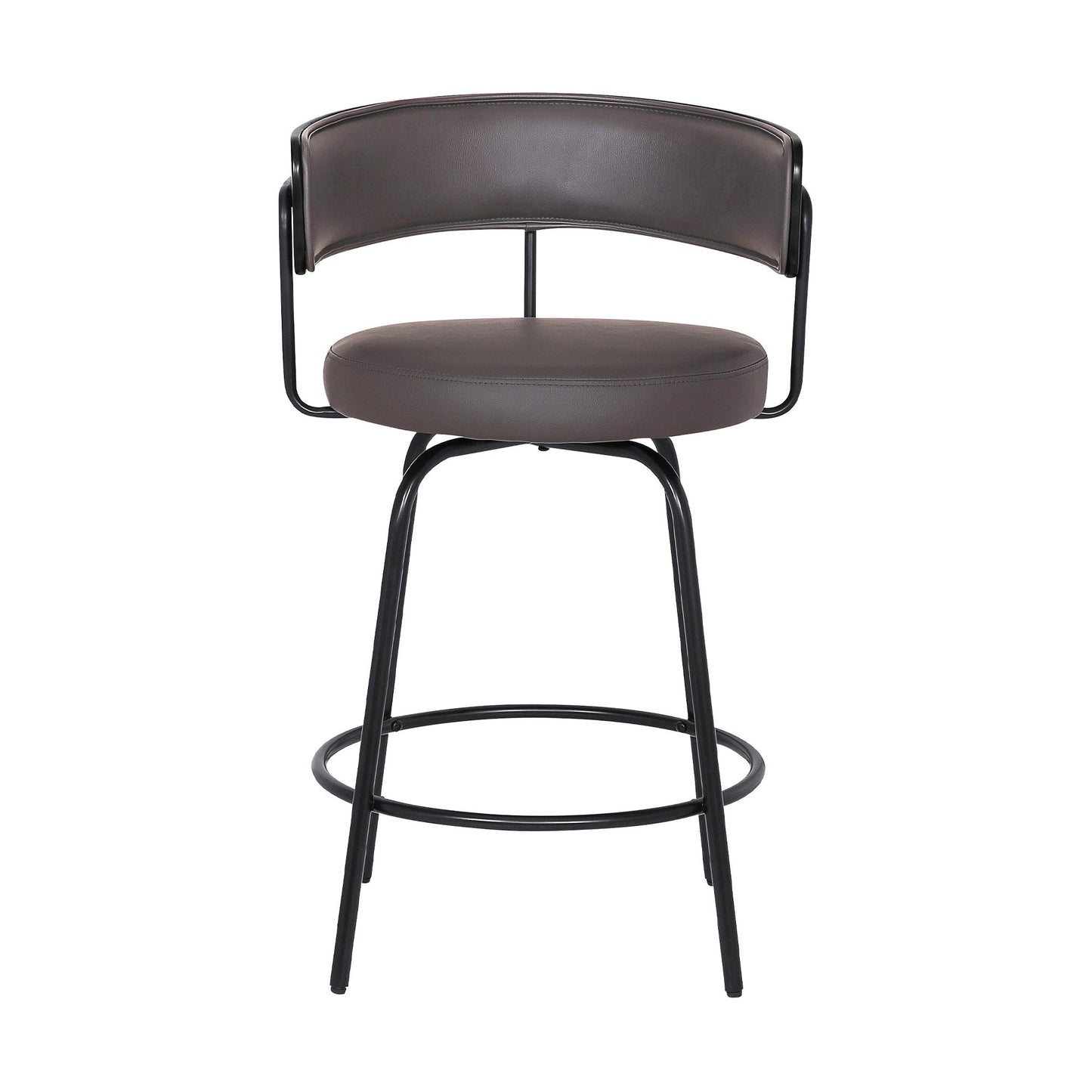 HomeRoots 26" Gray Faux Leather Modern Swivel Bar Stool