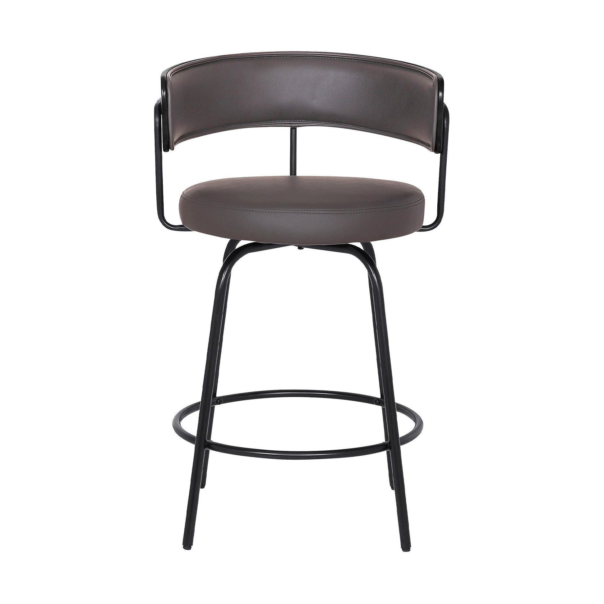 HomeRoots 26" Gray Faux Leather Modern Swivel Bar Stool