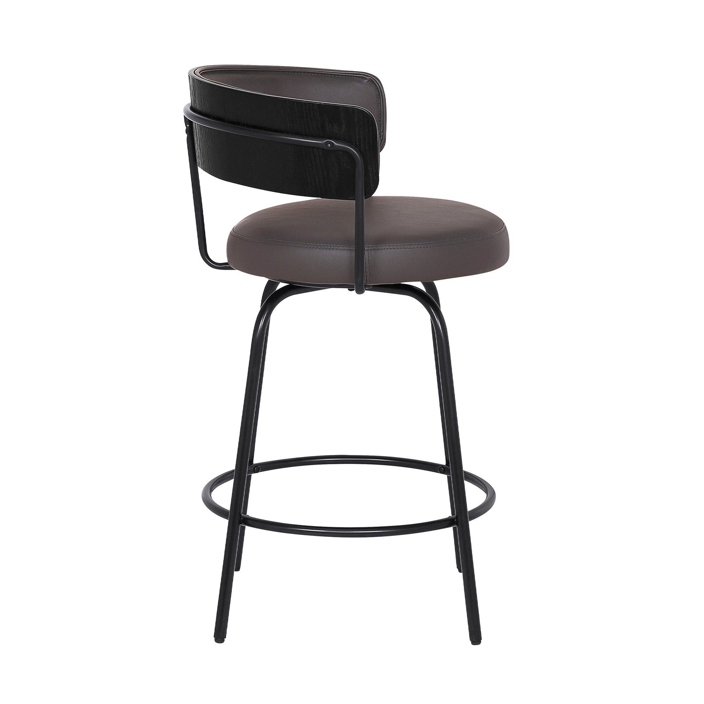 HomeRoots 26" Gray Faux Leather Modern Swivel Bar Stool