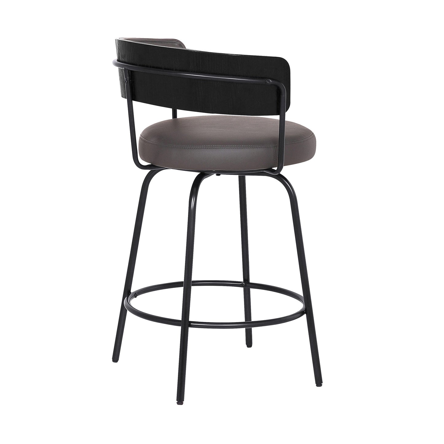 HomeRoots 26" Gray Faux Leather Modern Swivel Bar Stool