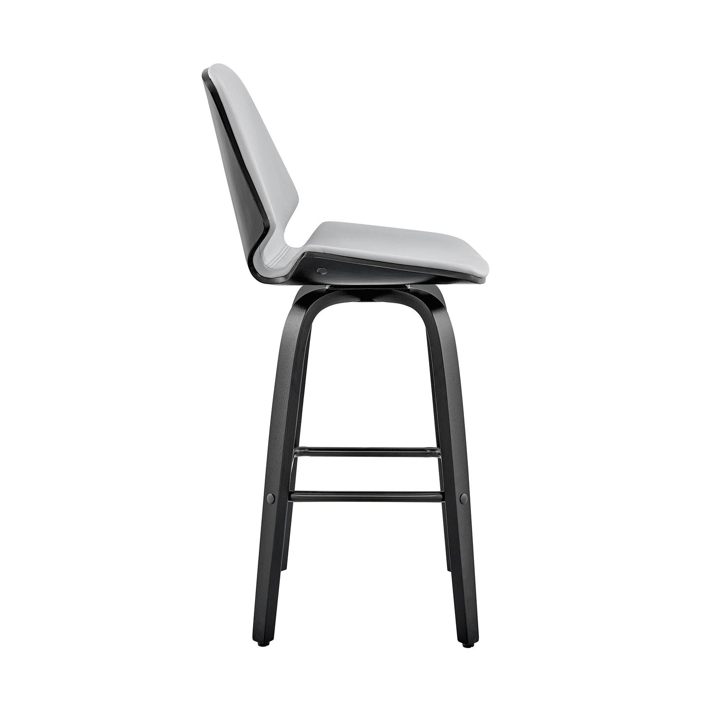 HomeRoots 26" Gray Faux Leather Swivel Seat Wooden Bar Stool