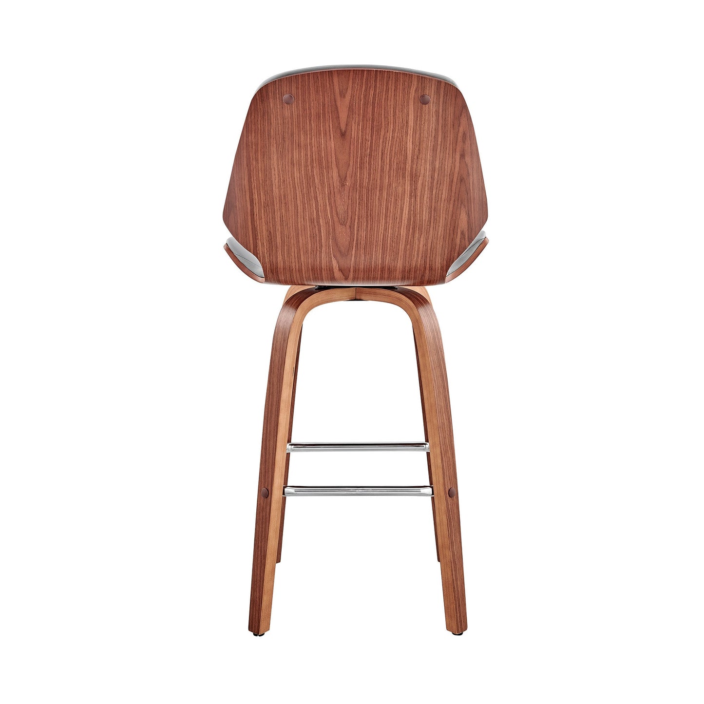HomeRoots 26" Gray Faux Leather Swivel Seat Wooden Bar Stool