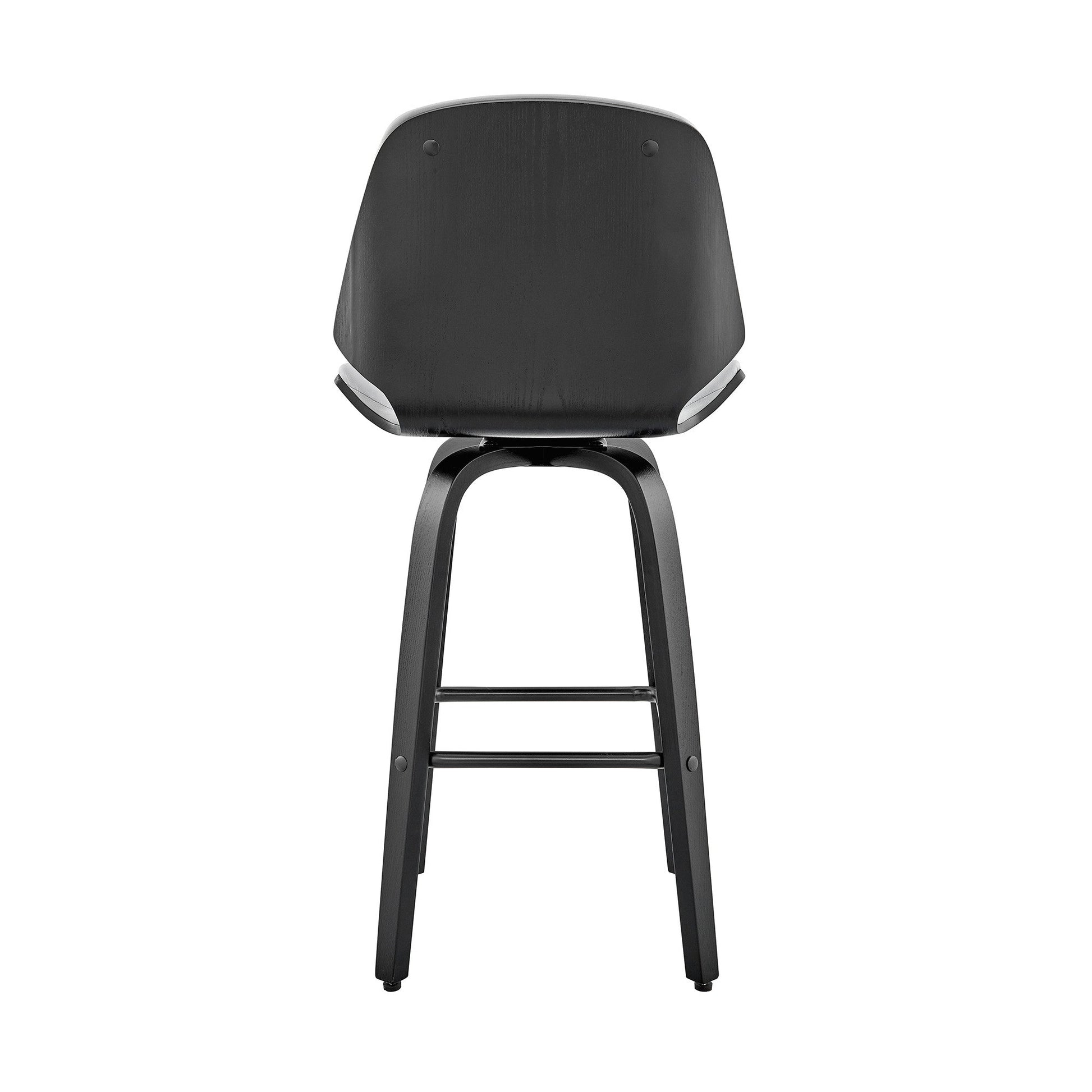 HomeRoots 26" Gray Faux Leather Swivel Seat Wooden Bar Stool