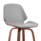 HomeRoots 26" Gray Faux Leather Swivel Seat Wooden Bar Stool