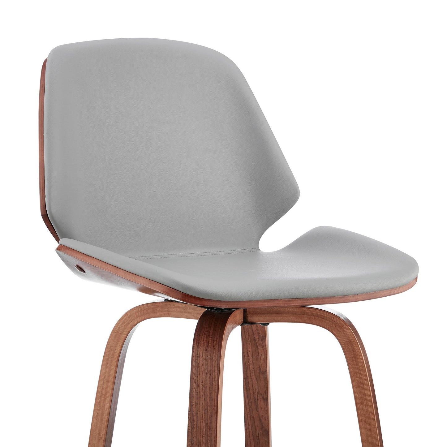 HomeRoots 26" Gray Faux Leather Swivel Seat Wooden Bar Stool