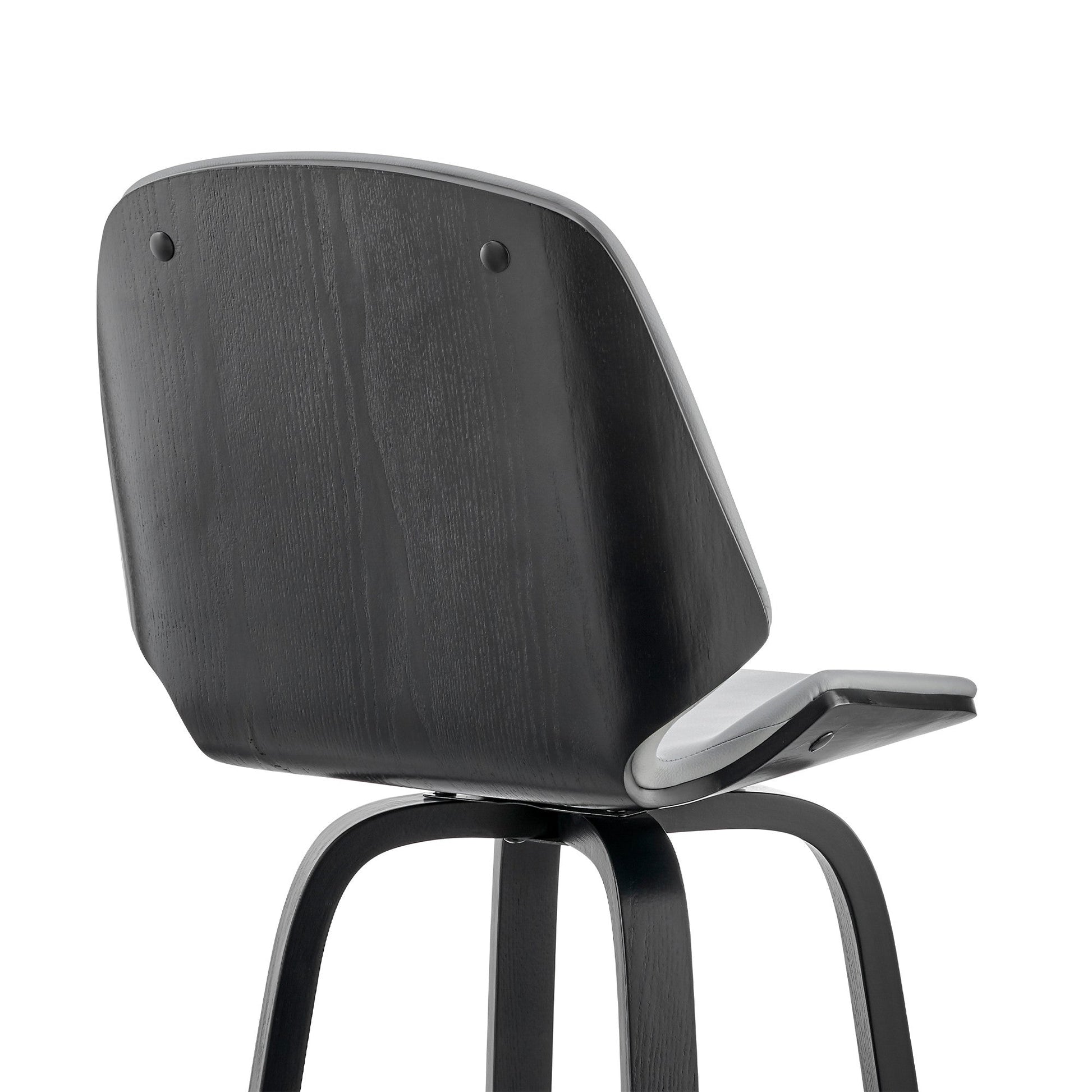 HomeRoots 26" Gray Faux Leather Swivel Seat Wooden Bar Stool