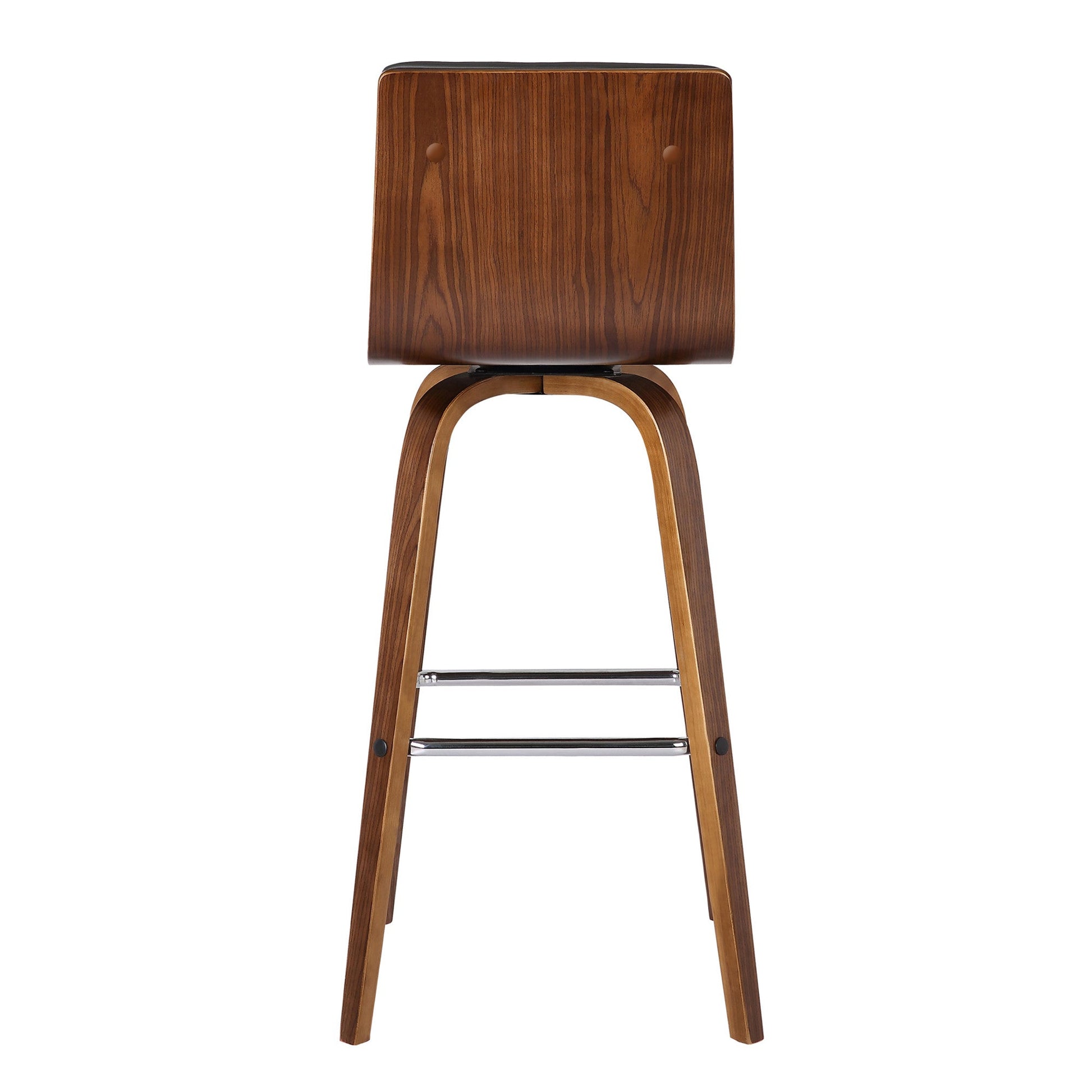 HomeRoots 26" Gray Faux Leather Wooden Swivel Bar Stool