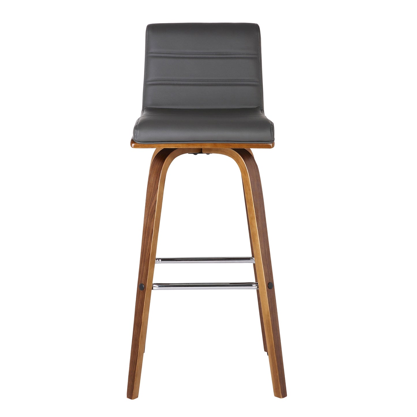 HomeRoots 26" Gray Faux Leather Wooden Swivel Bar Stool