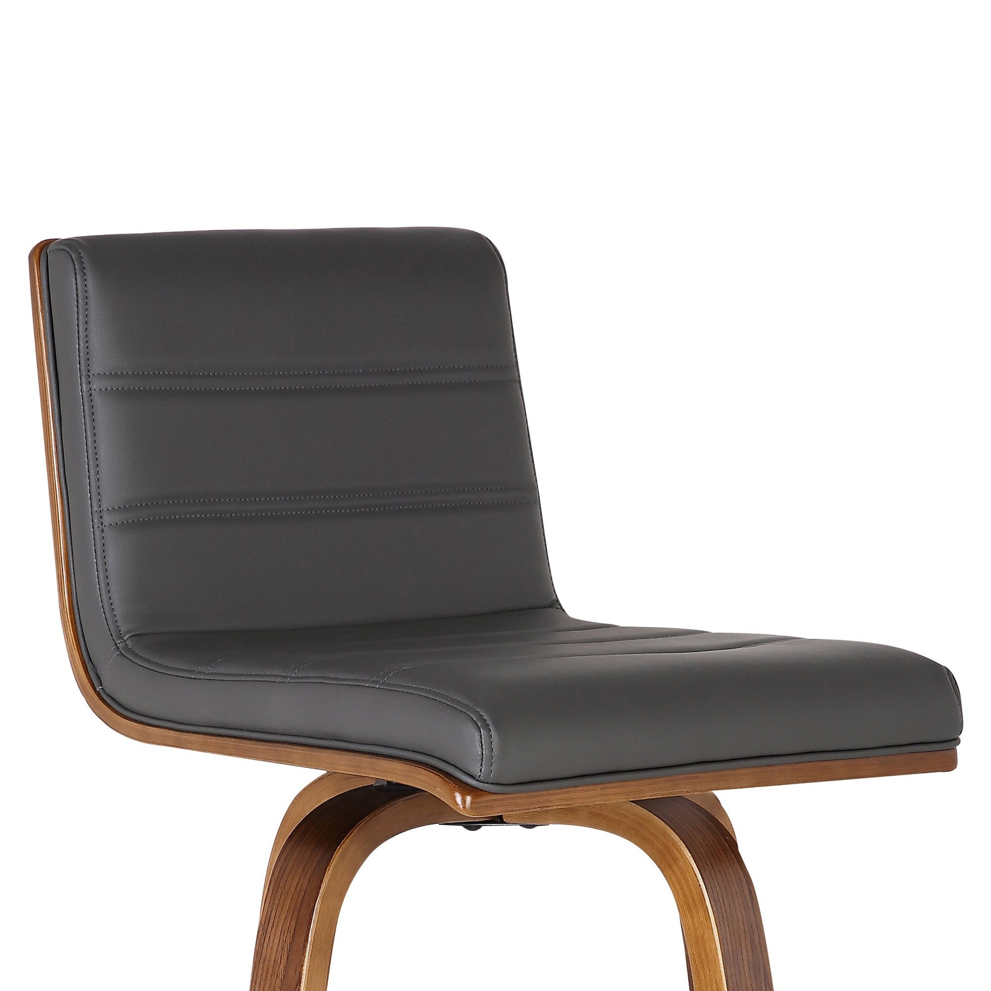 HomeRoots 26" Gray Faux Leather Wooden Swivel Bar Stool