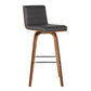 HomeRoots 26" Gray Faux Leather Wooden Swivel Bar Stool