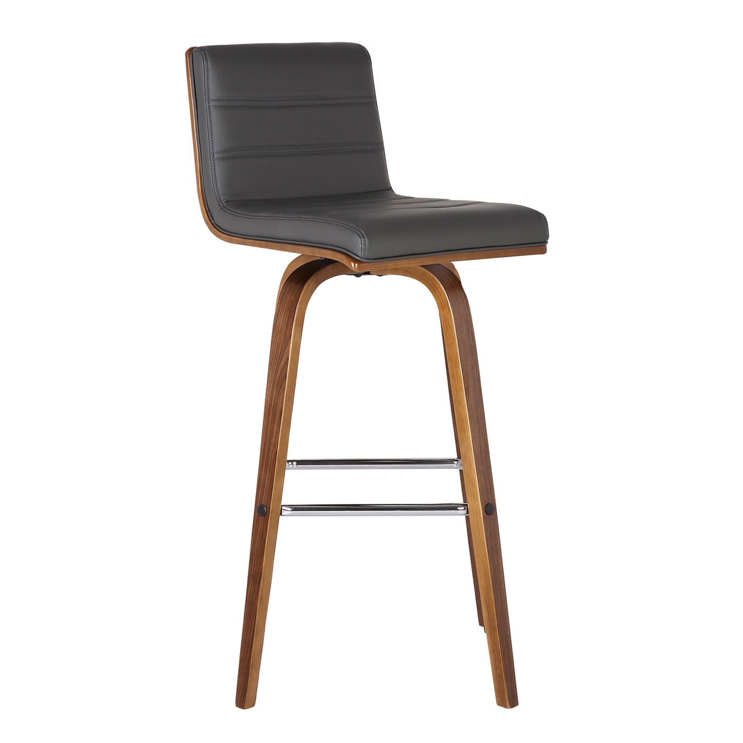 HomeRoots 26" Gray Faux Leather Wooden Swivel Bar Stool