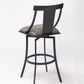 HomeRoots 26" Gray Faux Leather and Metal Square Seat Swivel Bar Stool