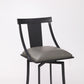 HomeRoots 26" Gray Faux Leather and Metal Square Seat Swivel Bar Stool