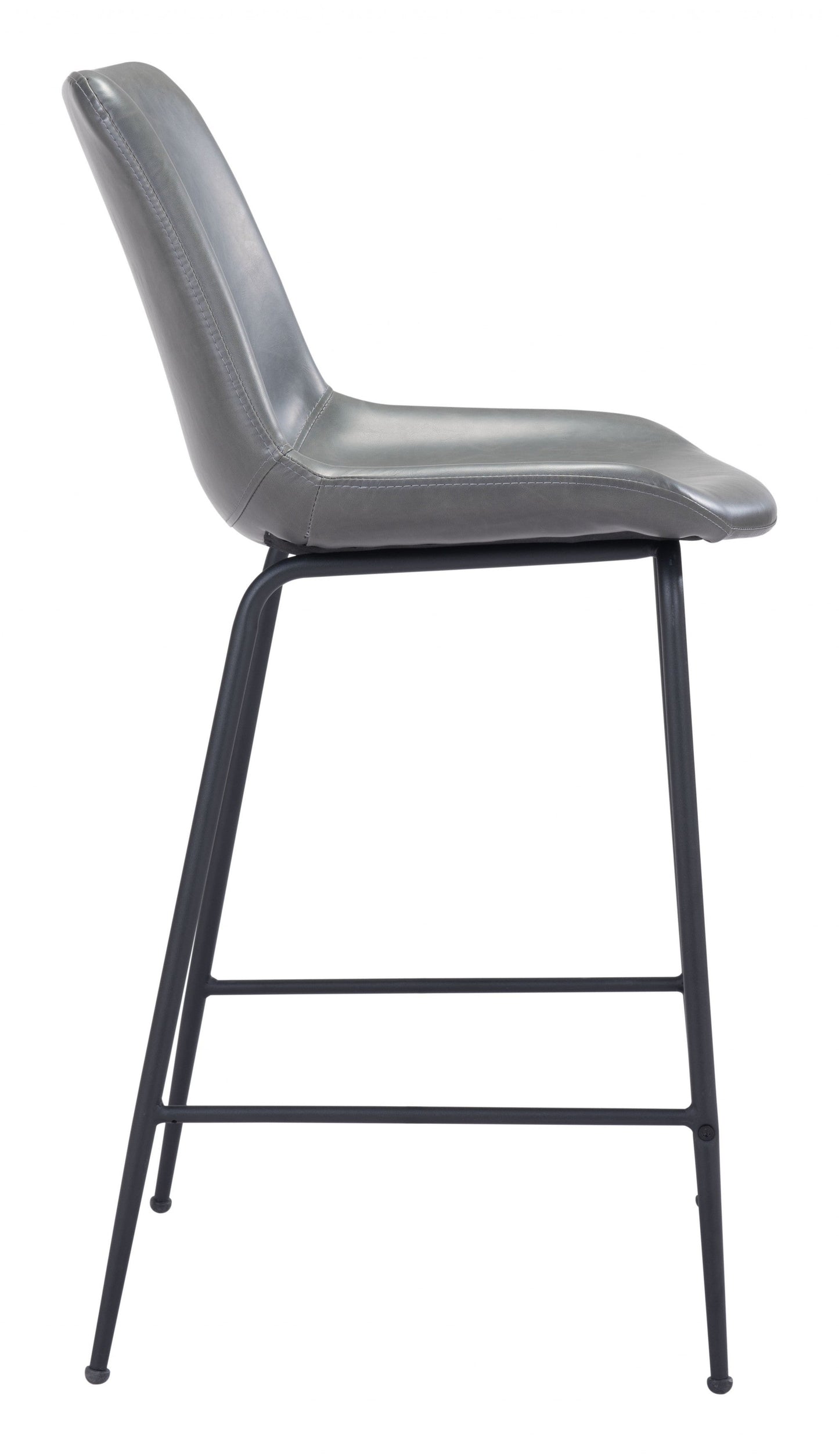 HomeRoots 26" Gray Low Back Counter Height Bar Chair With Black Steel Finish