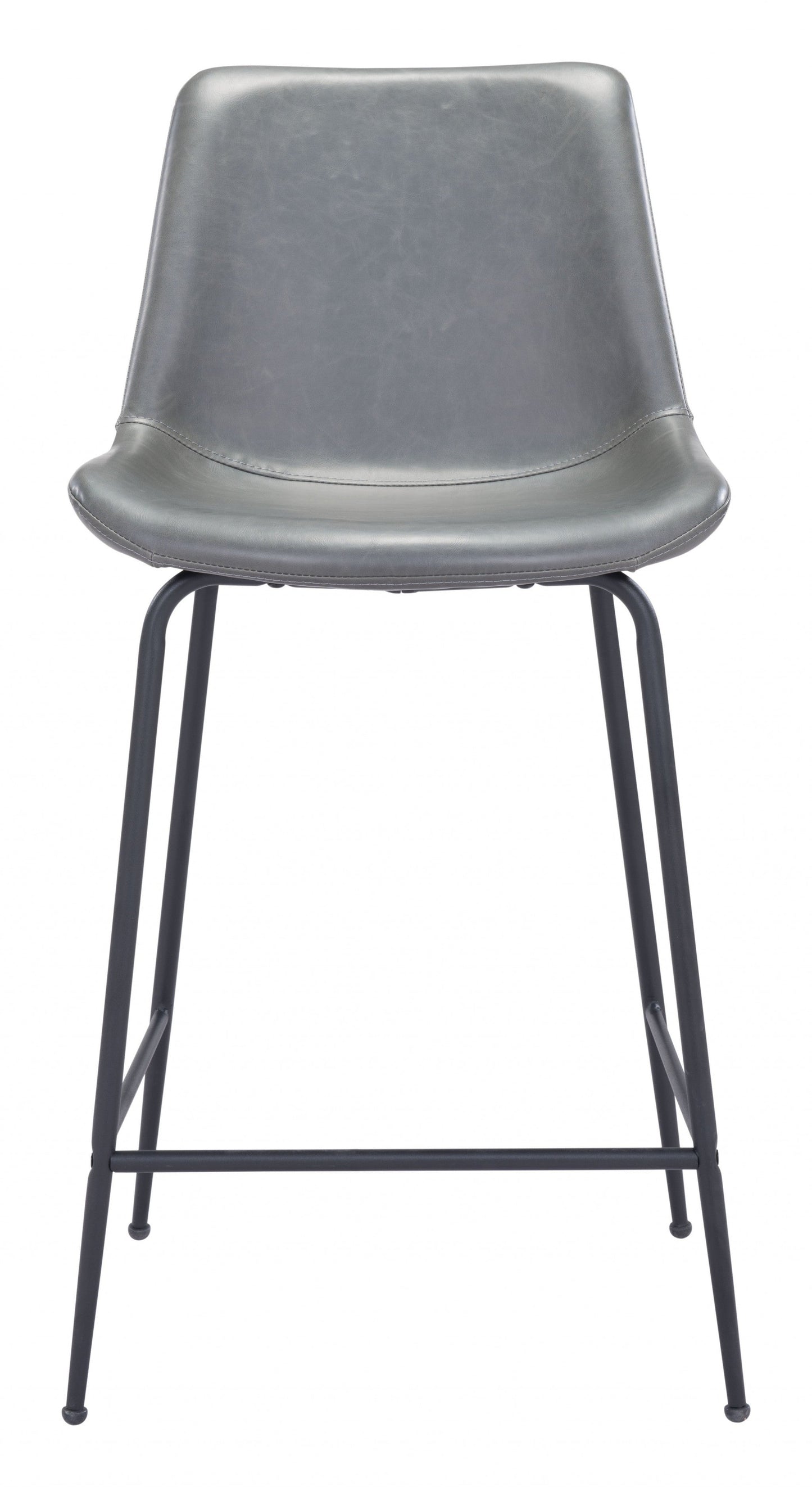 HomeRoots 26" Gray Low Back Counter Height Bar Chair With Black Steel Finish
