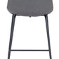 HomeRoots 26" Gray Low Back Counter Height Bar Chair With Black Steel Finish