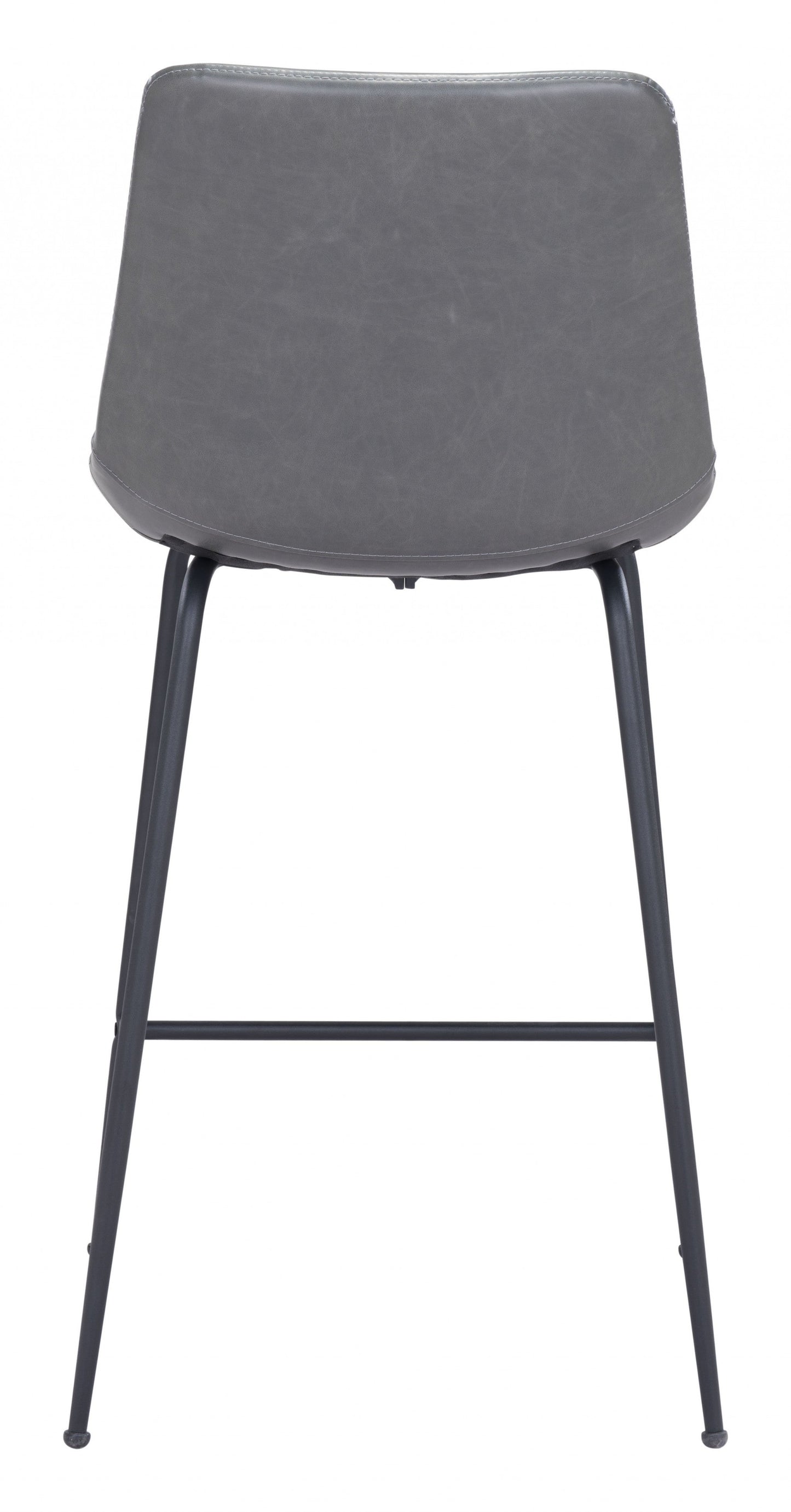 HomeRoots 26" Gray Low Back Counter Height Bar Chair With Black Steel Finish