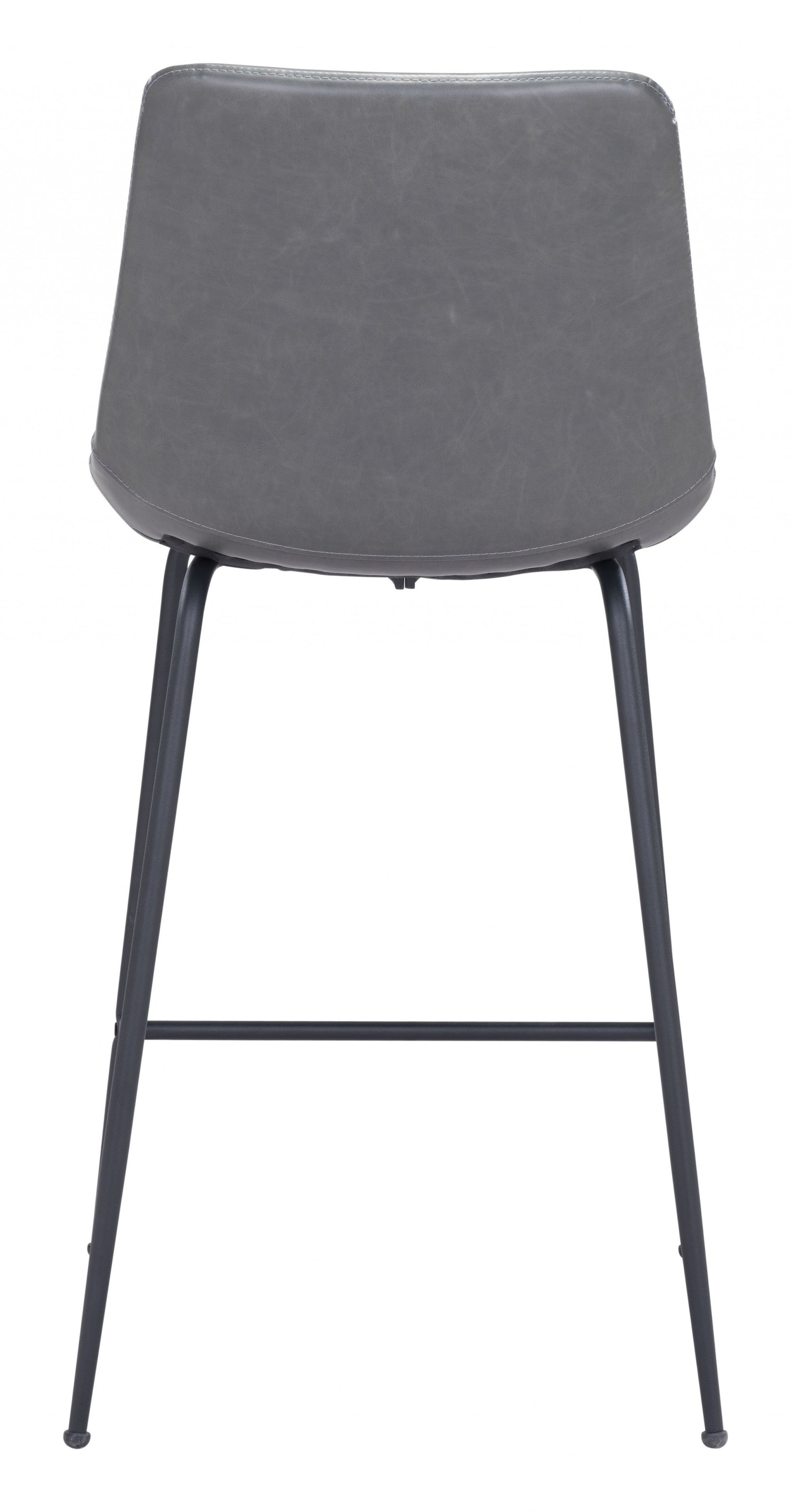 HomeRoots 26" Gray Low Back Counter Height Bar Chair With Black Steel Finish