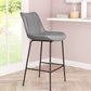 HomeRoots 26" Gray Low Back Counter Height Bar Chair With Black Steel Finish