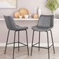 HomeRoots 26" Gray Low Back Counter Height Bar Chair With Black Steel Finish