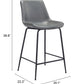 HomeRoots 26" Gray Low Back Counter Height Bar Chair With Black Steel Finish
