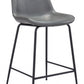 HomeRoots 26" Gray Low Back Counter Height Bar Chair With Black Steel Finish
