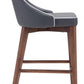HomeRoots 26" Gray Low Back Counter Height Bar Chair With Brown Solid Wood Base