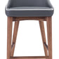HomeRoots 26" Gray Low Back Counter Height Bar Chair With Brown Solid Wood Base
