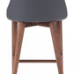 HomeRoots 26" Gray Low Back Counter Height Bar Chair With Brown Solid Wood Base