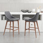 HomeRoots 26" Gray Low Back Counter Height Bar Chair With Brown Solid Wood Base