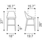 HomeRoots 26" Gray Low Back Counter Height Bar Chair With Brown Solid Wood Base