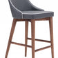 HomeRoots 26" Gray Low Back Counter Height Bar Chair With Brown Solid Wood Base