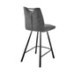 HomeRoots 26" Gray Microfiber and Black Metal Counter Stool