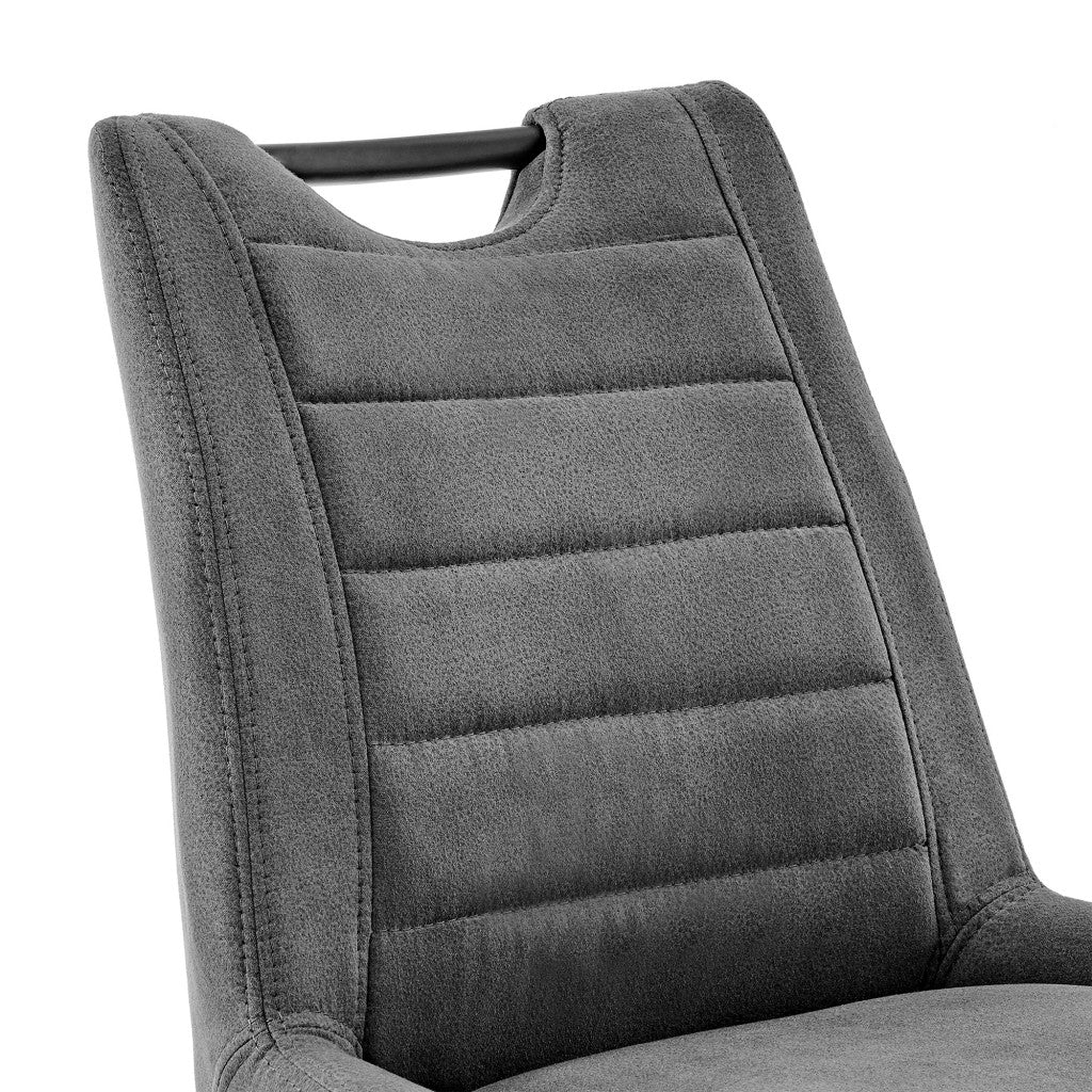 HomeRoots 26" Gray Microfiber and Black Metal Counter Stool
