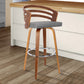 HomeRoots 26" Gray Modern Faux Leather Swivel Bar Stool