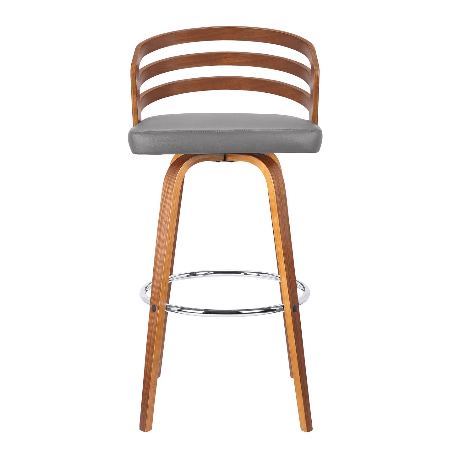 HomeRoots 26" Gray Modern Faux Leather Swivel Bar Stool