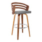 HomeRoots 26" Gray Modern Faux Leather Swivel Bar Stool