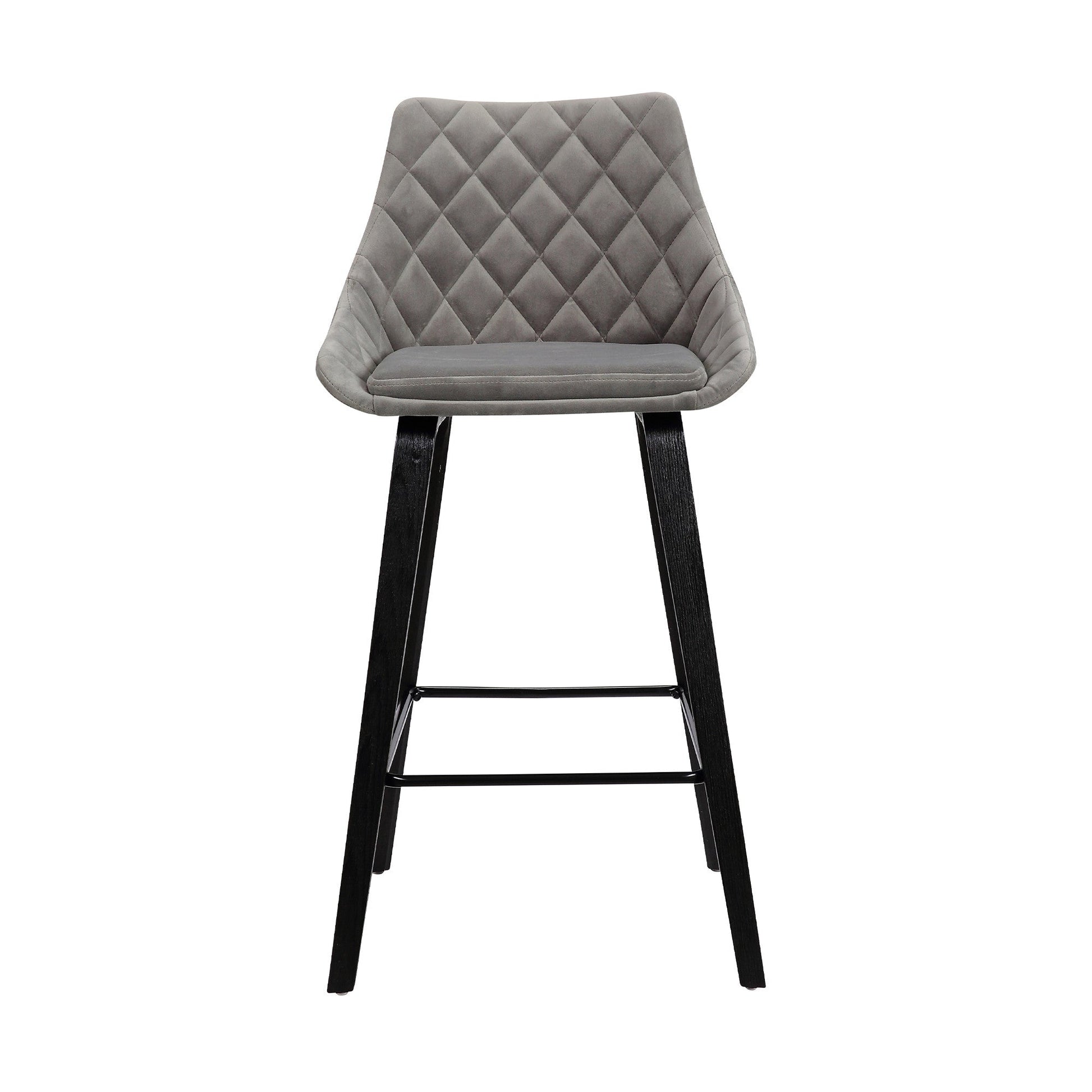 HomeRoots 26" Gray Tufted Velvet Upholstered Bar Stool