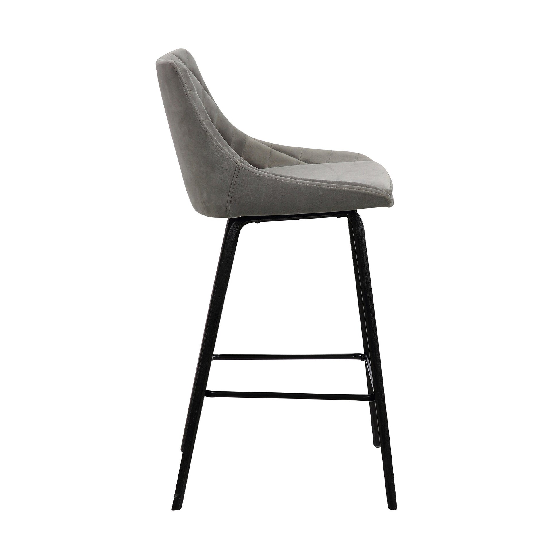 HomeRoots 26" Gray Tufted Velvet Upholstered Bar Stool
