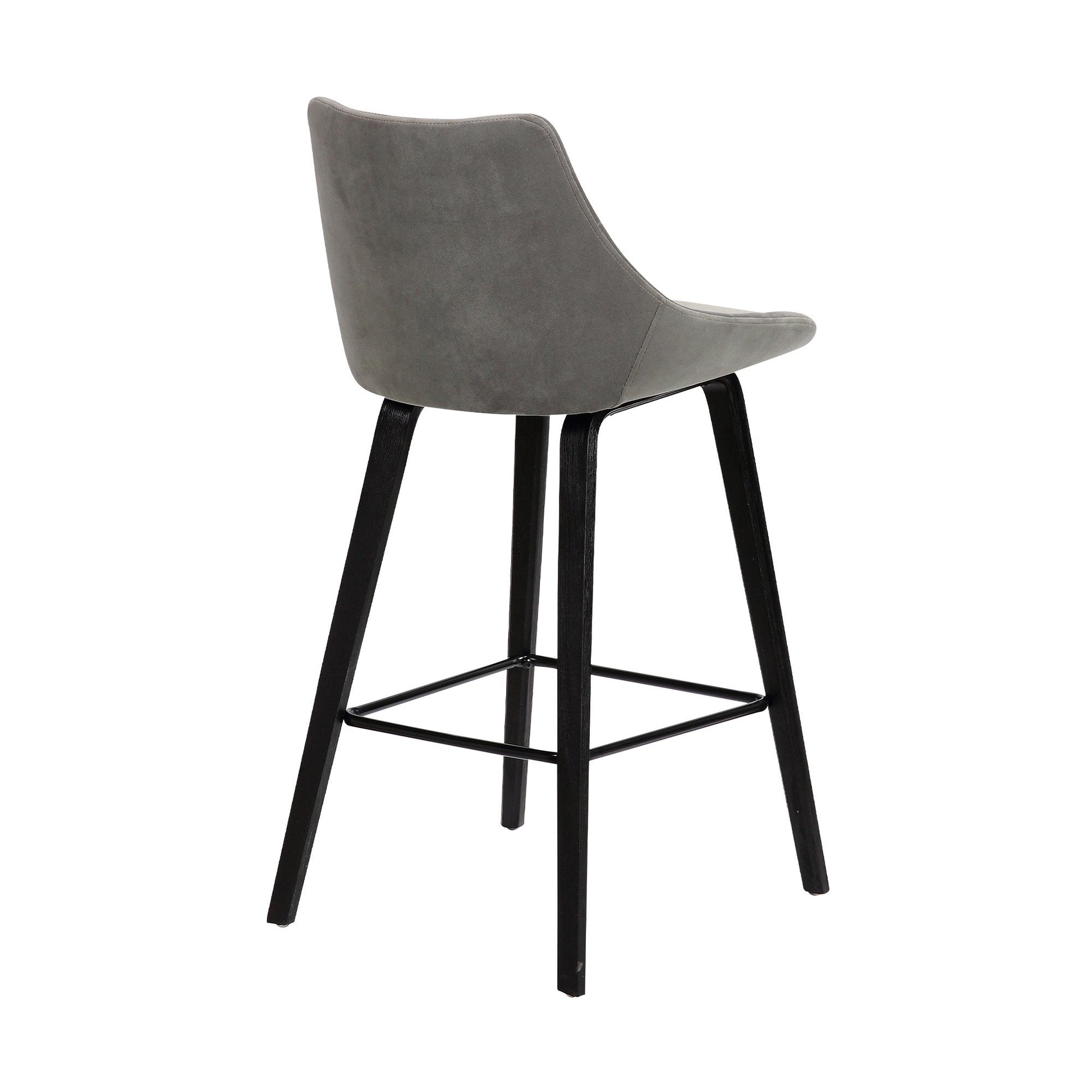 HomeRoots 26" Gray Tufted Velvet Upholstered Bar Stool