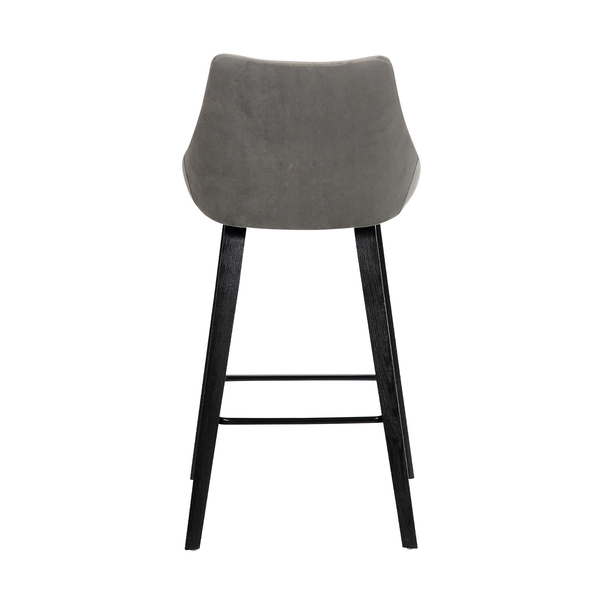HomeRoots 26" Gray Tufted Velvet Upholstered Bar Stool