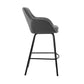 HomeRoots 26" Gray on Black Faux Leather Comfy Swivel Counter Stool
