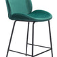 HomeRoots 26" Green Low Back Counter Height Bar Chair With Black Steel Base