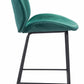 HomeRoots 26" Green Low Back Counter Height Bar Chair With Black Steel Base